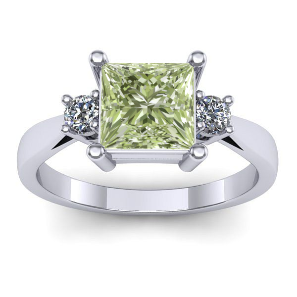 Inel cu diamant de laborator verde patrat