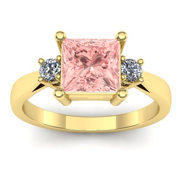 Inel de logodna cu diamant de laborator roz patrat