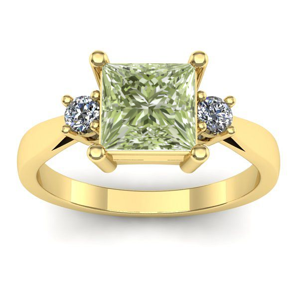 Inel logodna cu diamant de laborator verde patrat