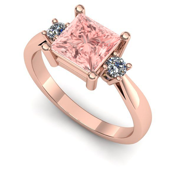 Inel de logodna din aur roz cu diamant de laborator roz
