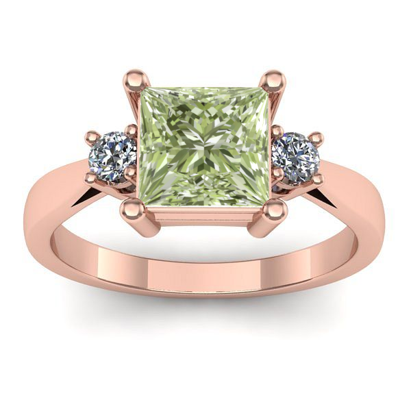 Inel cu diamant de laborator verde patrat