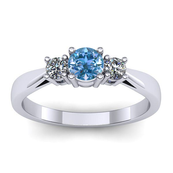 Inel de logodna cu diamant de laborator albastru rotund