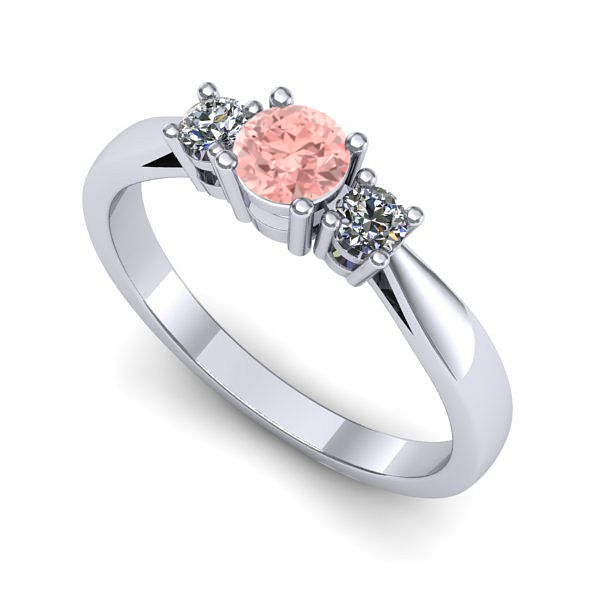 Inel logodna din aur alb cu diamant de laborator roz
