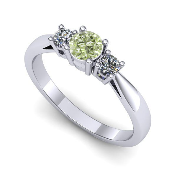 Inel logodna din aur alb cu diamant de laborator verde