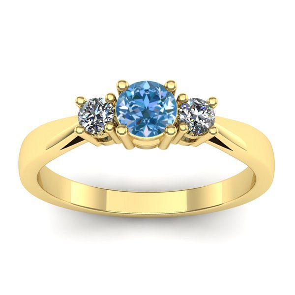 Inel cu diamant de laborator albastru rotund