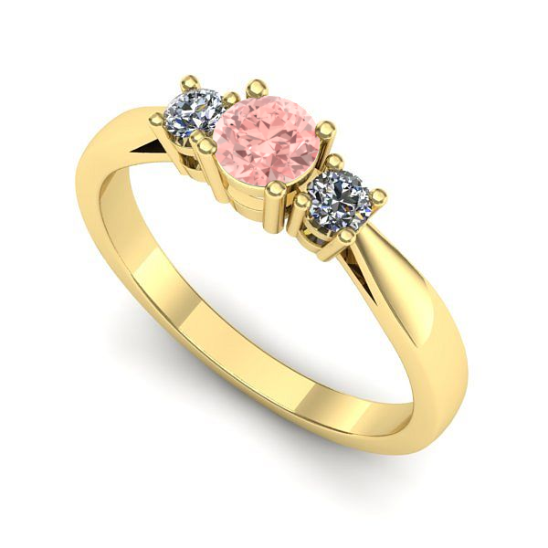 Inel de logodna din aur galben cu diamant de laborator roz