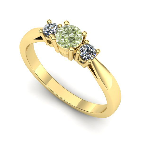 Inel din aur galben cu diamant de laborator verde