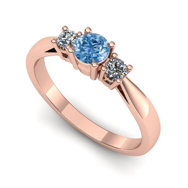 Inel logodna din aur roz cu diamant de laborator albastru