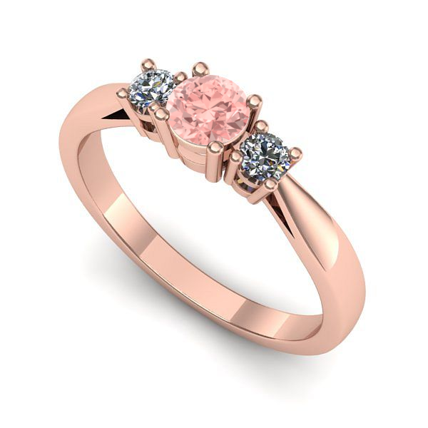 Inel din aur roz cu diamant de laborator roz