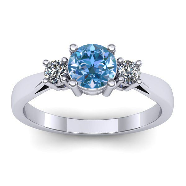 Inel de logodna cu diamant de laborator albastru rotund