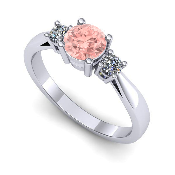 Inel logodna din aur alb cu diamant de laborator roz