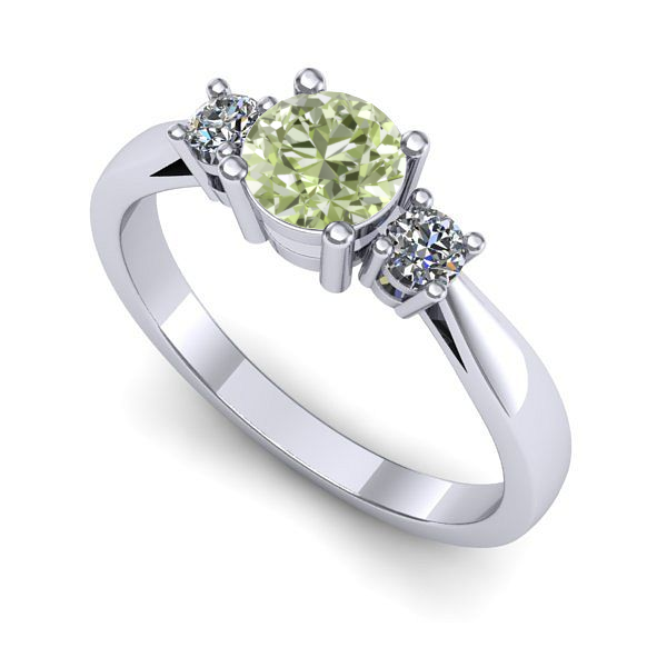 Inel din aur alb cu diamant de laborator verde