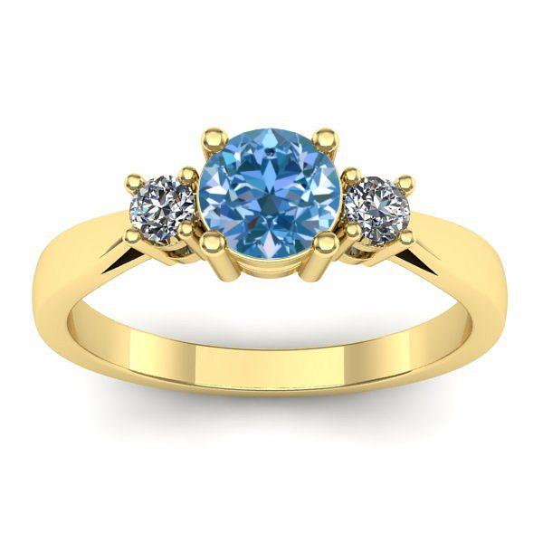 Inel logodna cu diamant de laborator albastru rotund