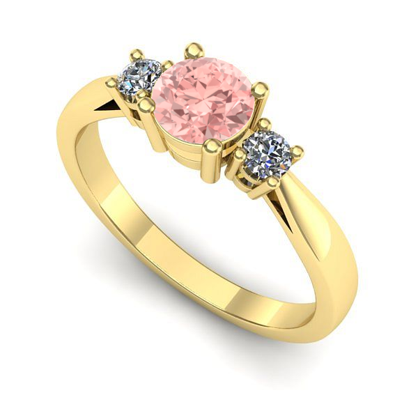Inel din aur galben cu diamant de laborator roz