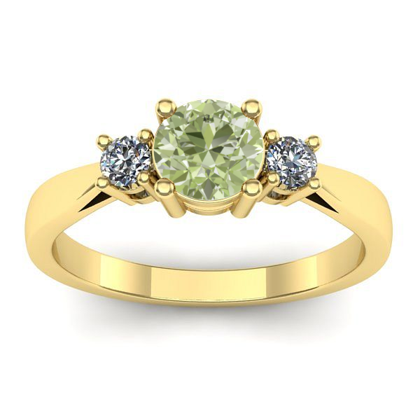 Inel de logodna cu diamant de laborator verde rotund