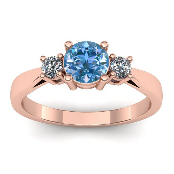 Inel cu diamant de laborator albastru rotund