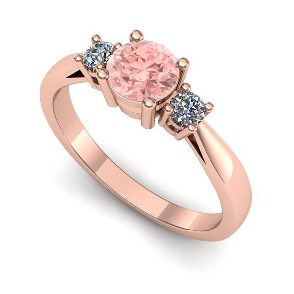 Inel logodna din aur roz cu diamant de laborator roz