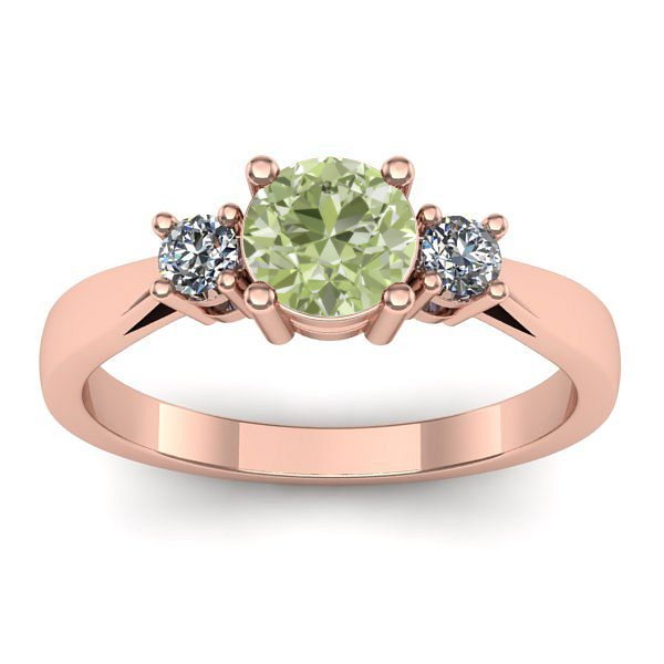 Inel cu diamant de laborator verde rotund