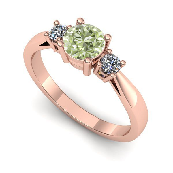 Inel din aur roz cu diamant de laborator verde