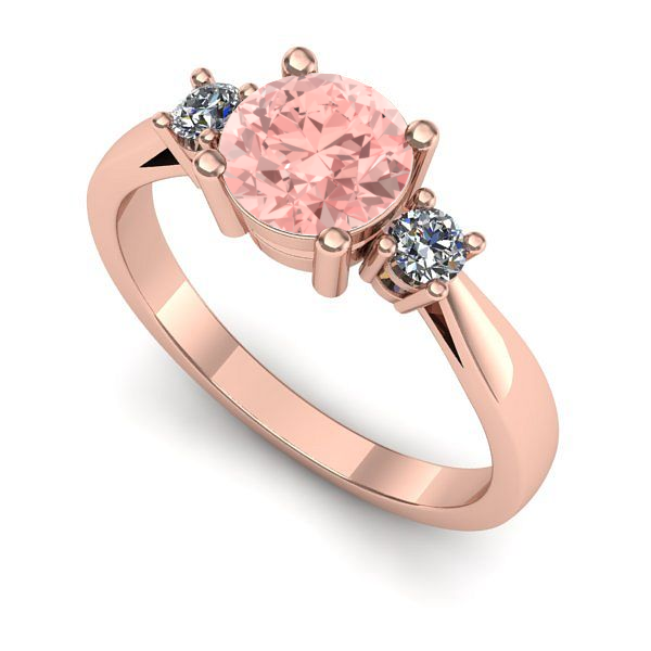 Inel de logodna din aur roz cu diamant de laborator roz