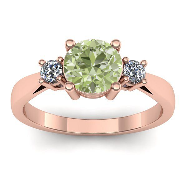 Inel cu diamant de laborator verde rotund
