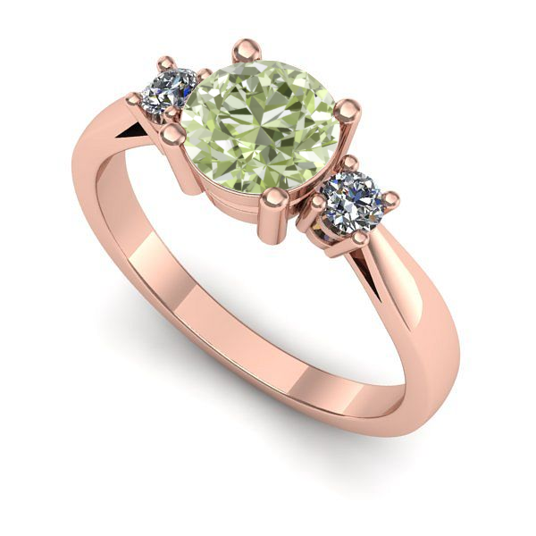 Inel de logodna din aur roz cu diamant de laborator verde