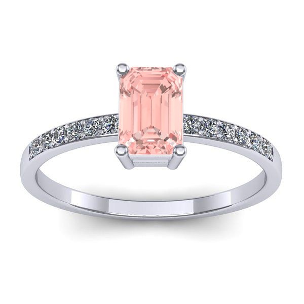 Inel cu diamant de laborator roz dreptunghiular