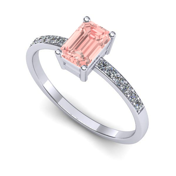 Inel de logodna din aur alb cu diamant de laborator roz