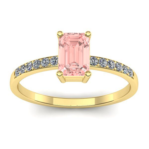 Inel logodna cu diamant de laborator roz dreptunghiular