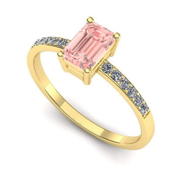 Inel din aur galben cu diamant de laborator roz
