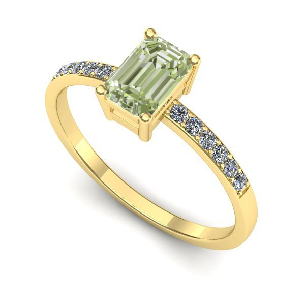 Inel din aur galben cu diamant de laborator verde