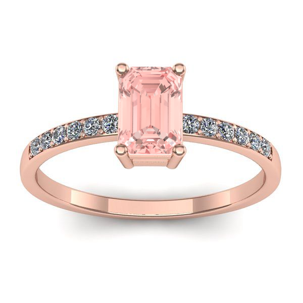 Inel cu diamant de laborator roz dreptunghiular