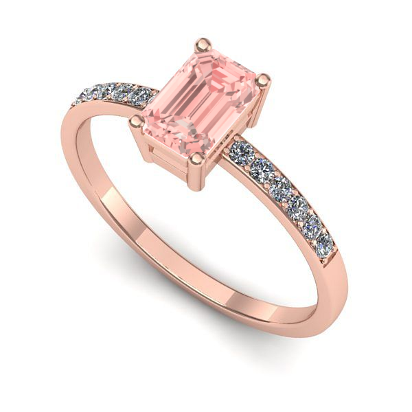 Inel logodna din aur roz cu diamant de laborator roz