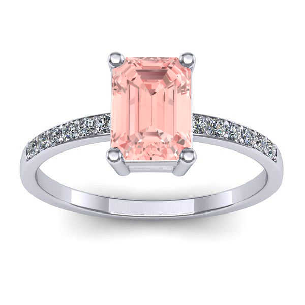 Inel logodna cu diamant de laborator roz dreptunghiular