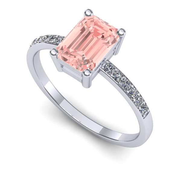 Inel din aur alb cu diamant de laborator roz