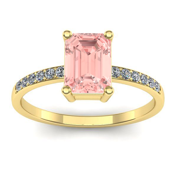 Inel de logodna cu diamant de laborator roz dreptunghiular