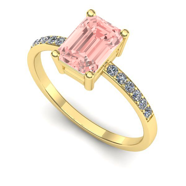 Inel din aur galben cu diamant de laborator roz