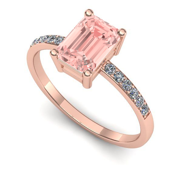 Inel de logodna din aur roz cu diamant de laborator roz