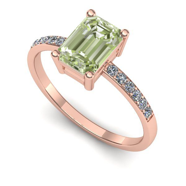 Inel de logodna din aur roz cu diamant de laborator verde