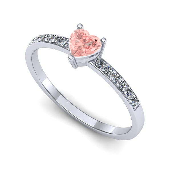 Inel din aur alb cu diamant de laborator roz
