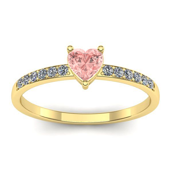 Inel cu diamant de laborator roz inima