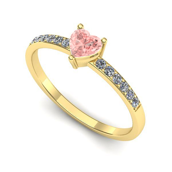 Inel din aur galben cu diamant de laborator roz