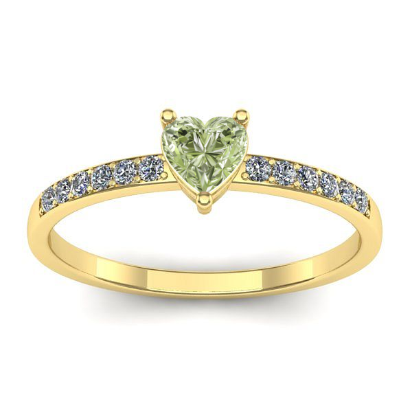 Inel cu diamant de laborator verde inima