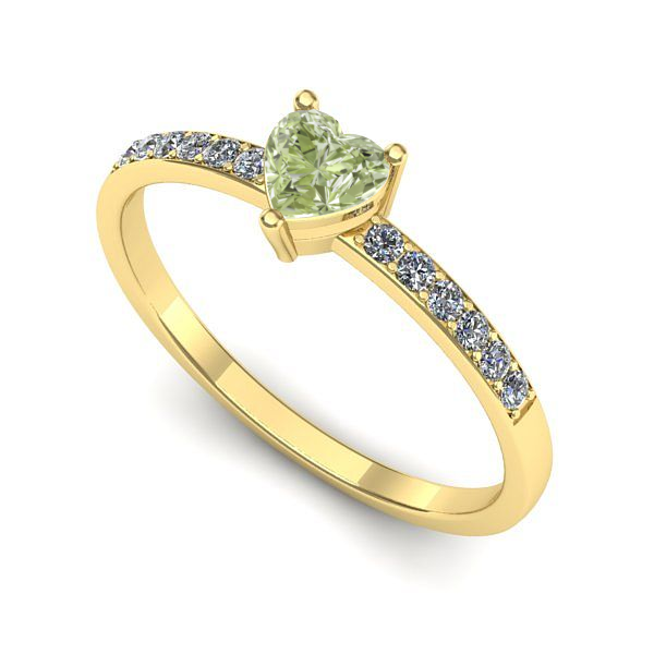 Inel din aur galben cu diamant de laborator verde