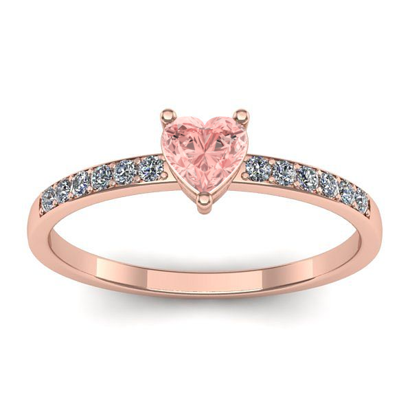 Inel logodna cu diamant de laborator roz inima