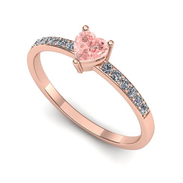 Inel logodna din aur roz cu diamant de laborator roz