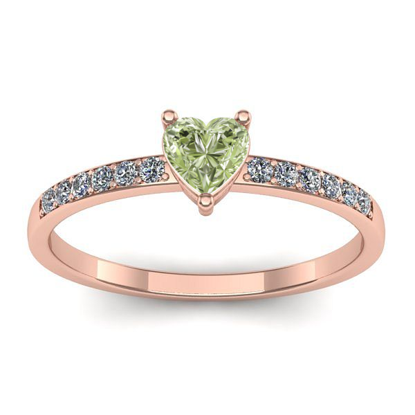 Inel de logodna cu diamant de laborator verde inima