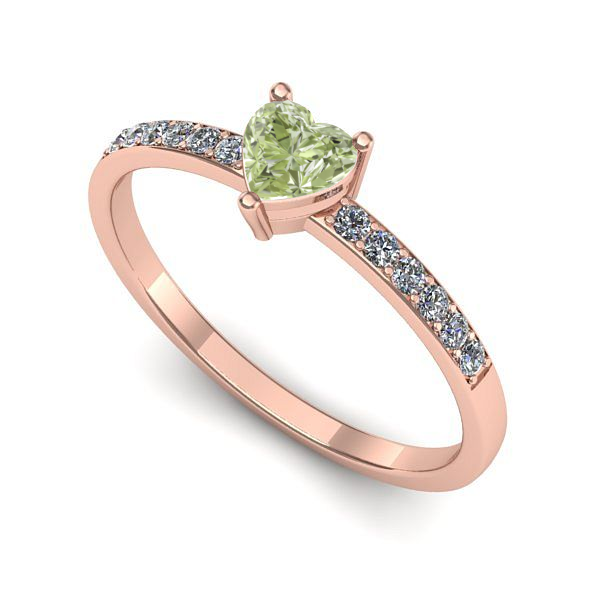 Inel de logodna din aur roz cu diamant de laborator verde