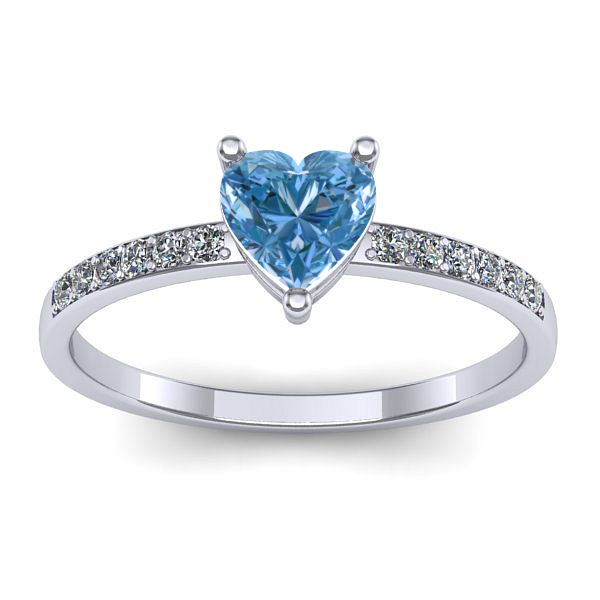 Inel de logodna cu diamant de laborator albastru inima