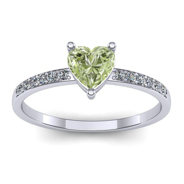 Inel logodna cu diamant de laborator verde inima